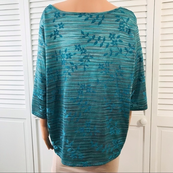 JONES NEW YORK Blue White Floral Button Down Short Sleeve Cardigan Size 2X - Picture 5 of 8